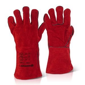 Red  Welders Gauntlet 14"